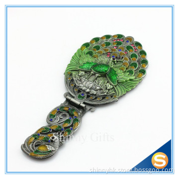 Peacock handle mirror ,compact mirrors wholesale,wedding gift pocket mirror,cheap small cosmetic mirror